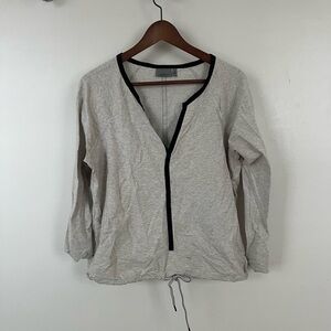 Athleta Light Gray V-Neck Top with Black Trim